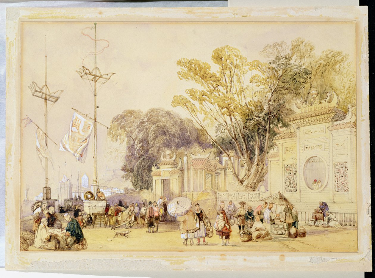 Dorpsplein in de Baai van Hong Kong, plaat 5 uit 