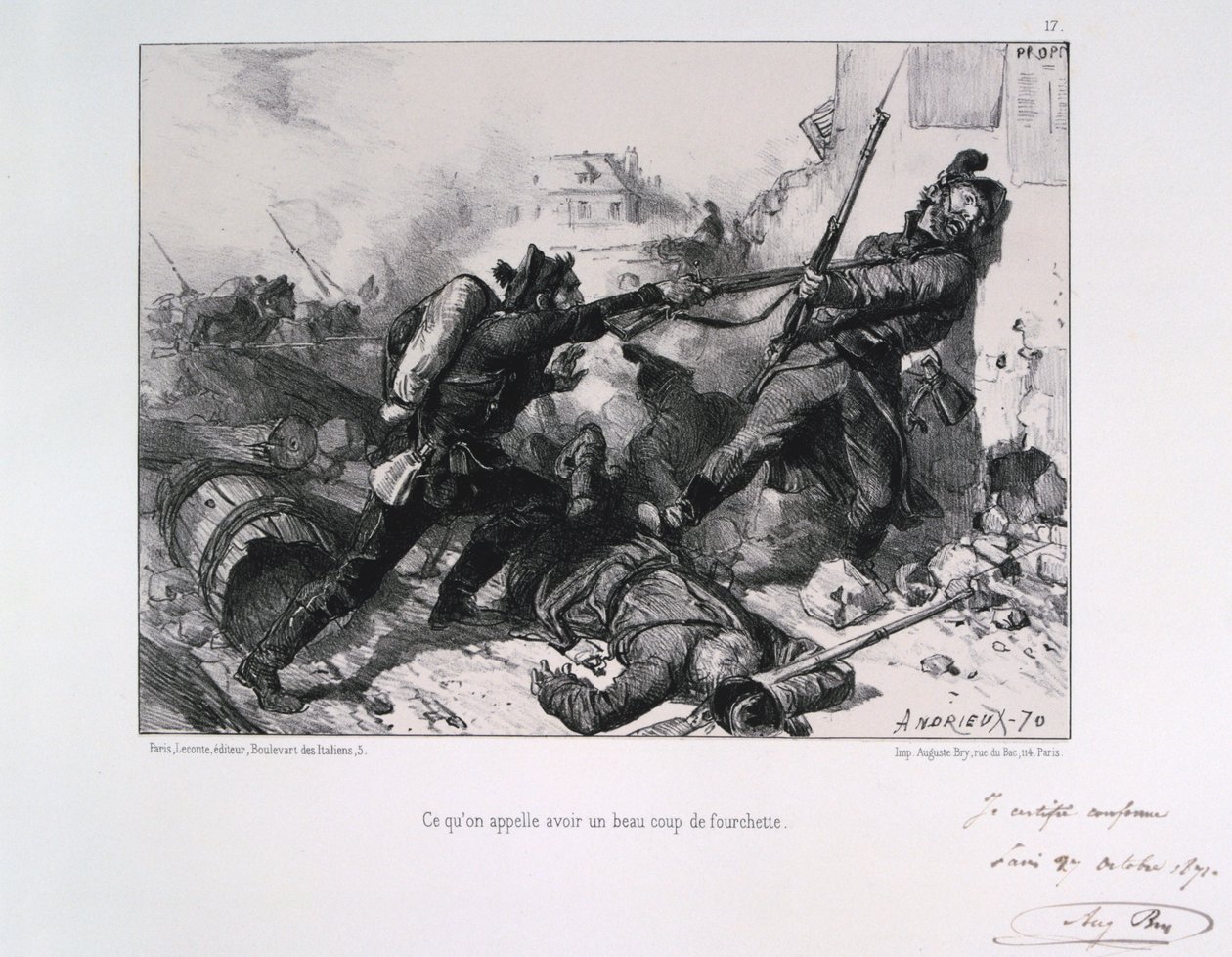 Man-tegen-man gevecht, Beleg van Parijs, Frans-Pruisische Oorlog, 1870-1871 door Auguste Bry