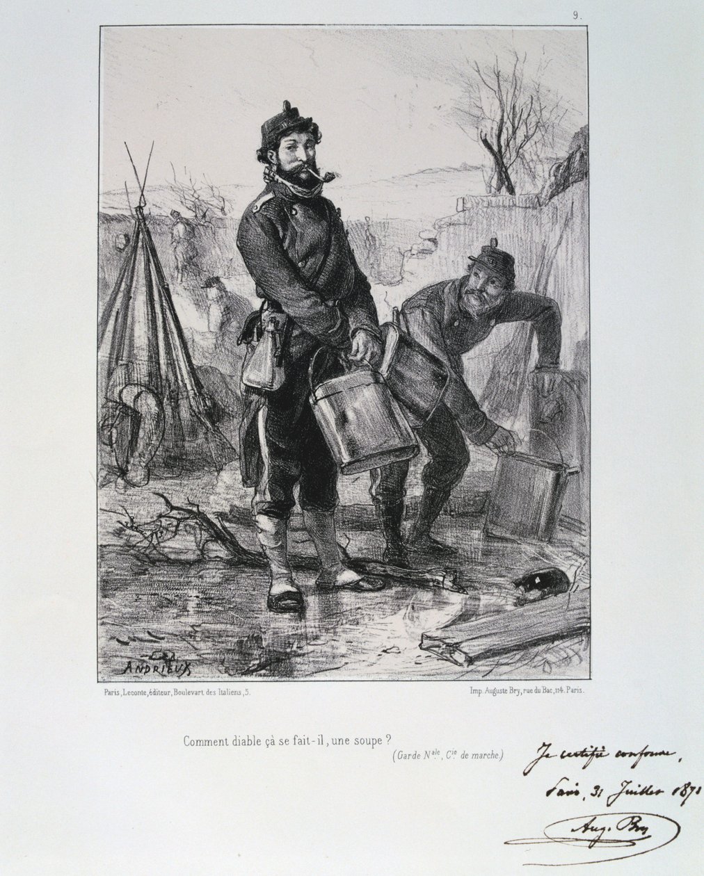 Soldaten van de Garde Nationale, Beleg van Parijs, 1870-1871 door Auguste Bry