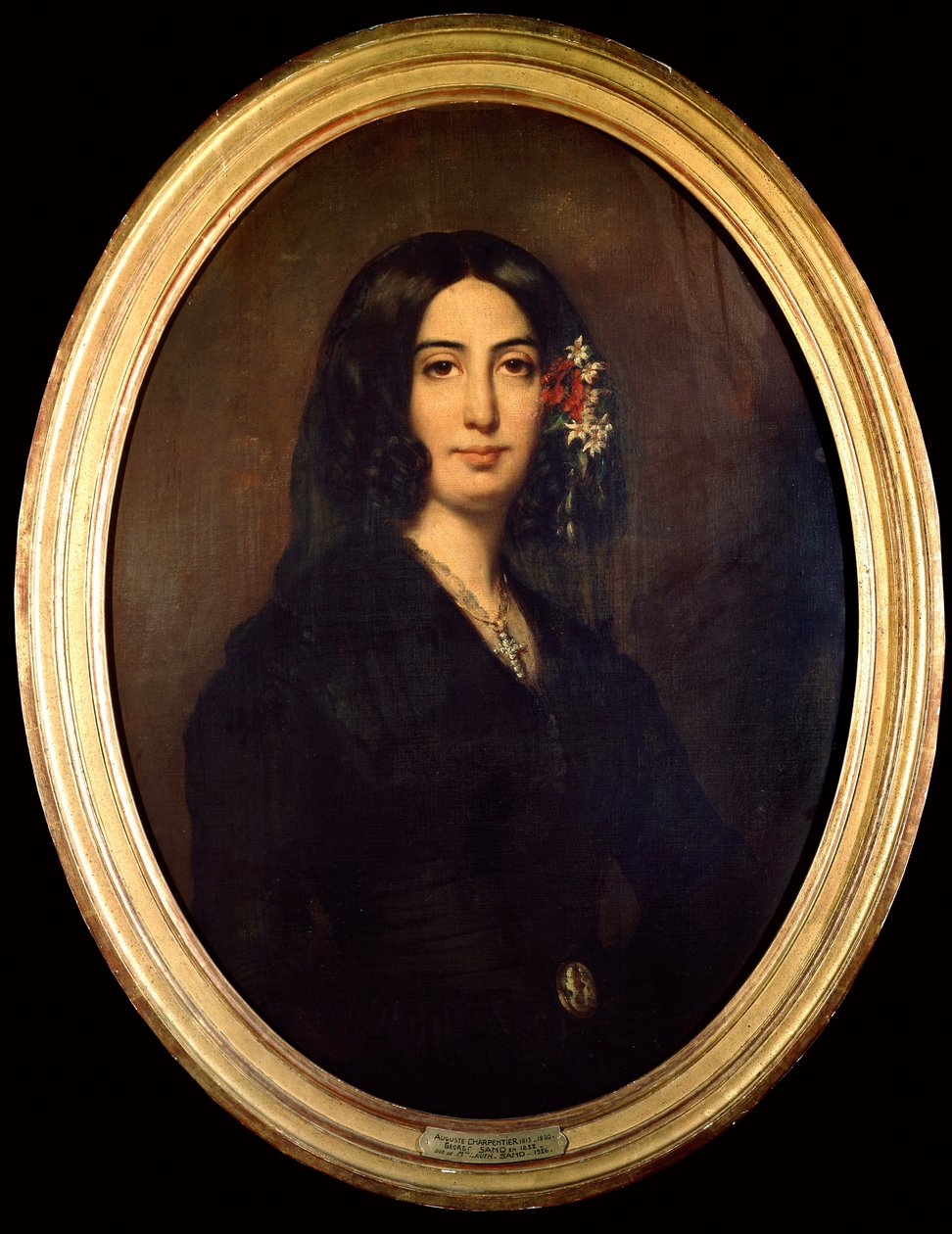 Portret van George Sand (Aurore Dupin, Barones Dudevant) (1804-1876) in 1832. Schilderij door Auguste Charpentier (1813-1880) Parijs Musee Carnavalet door Auguste Charpentier