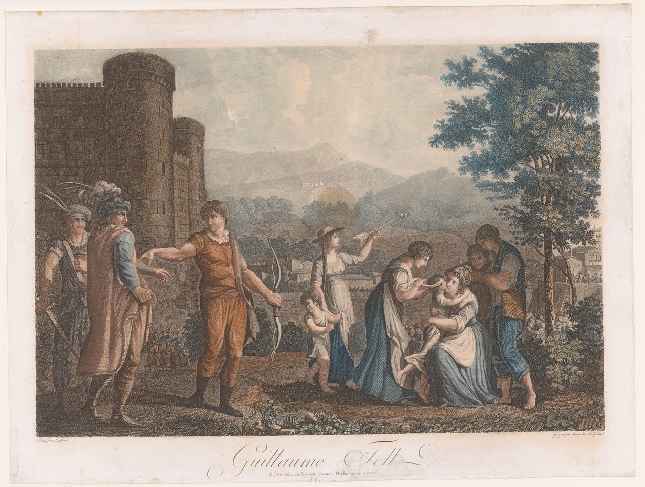 Willem Tell na het schieten op de appel door Auguste Claude Simon Legrand