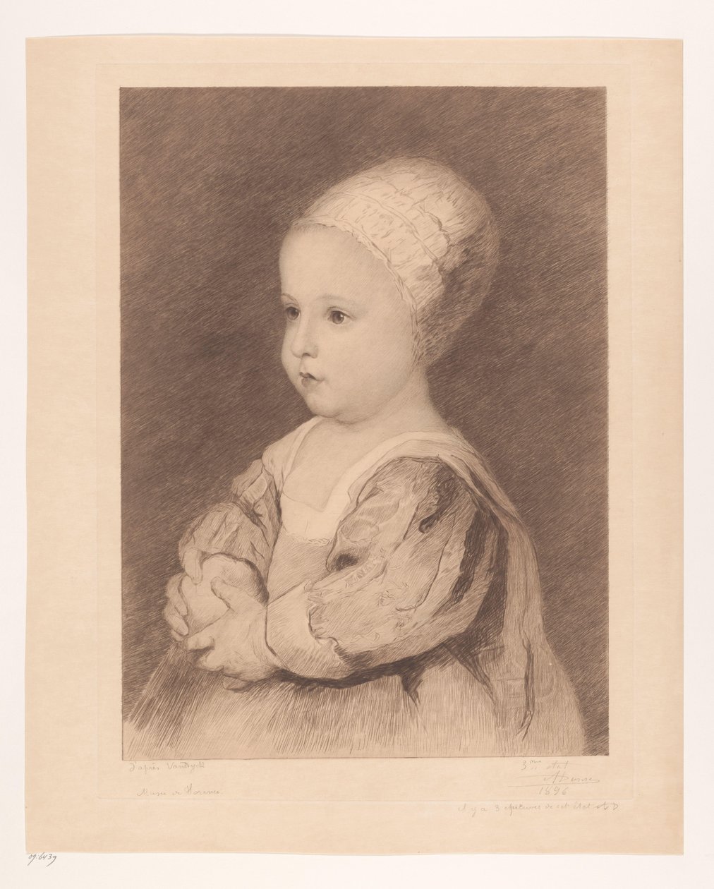Portret van een onbekend kind door Auguste Danse (signed by artist)