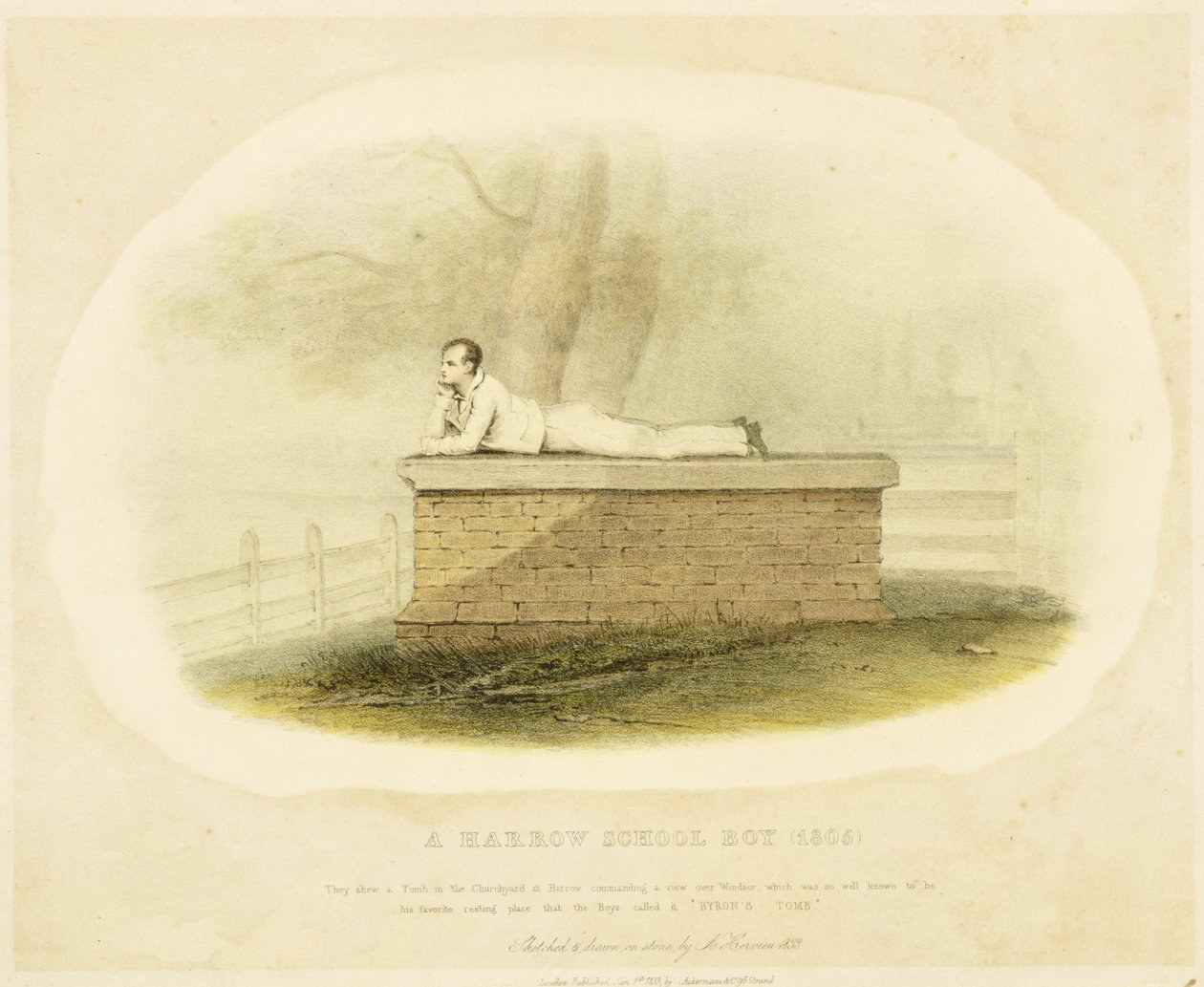 Een Harrow School-jongen (1805) - Lord Byron (1788-1824), 1833 door Auguste Hervieu