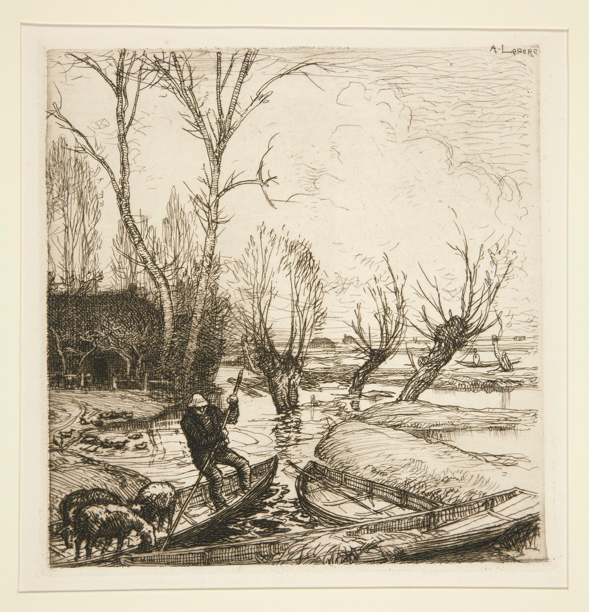 Het overstroomde moeras - De herder door Auguste Lepere