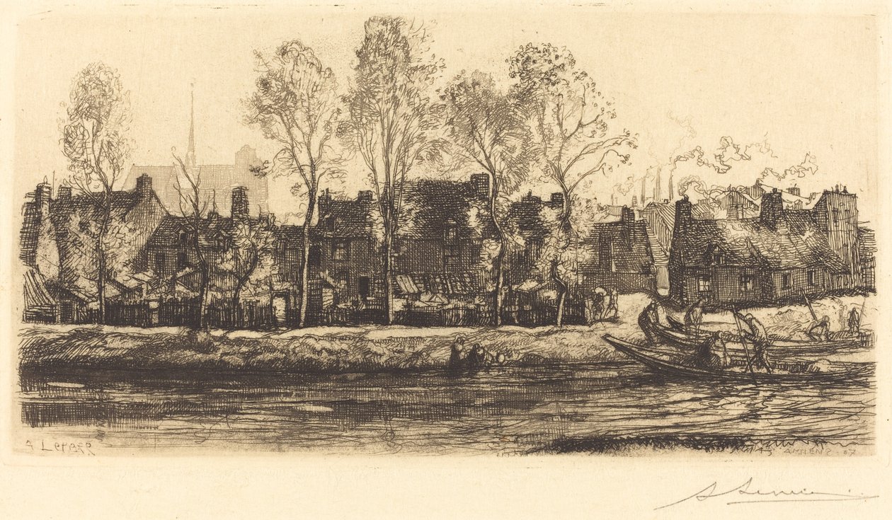 Oevers van de Somme bij Amiens (Bords de la Somme à Amiens) door Auguste Lepere