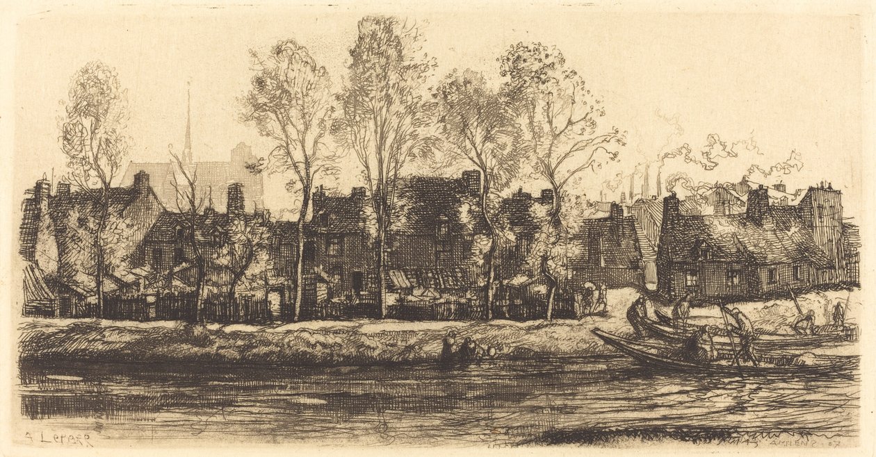 Oevers van de Somme bij Amiens, 1907 door Auguste Lepere