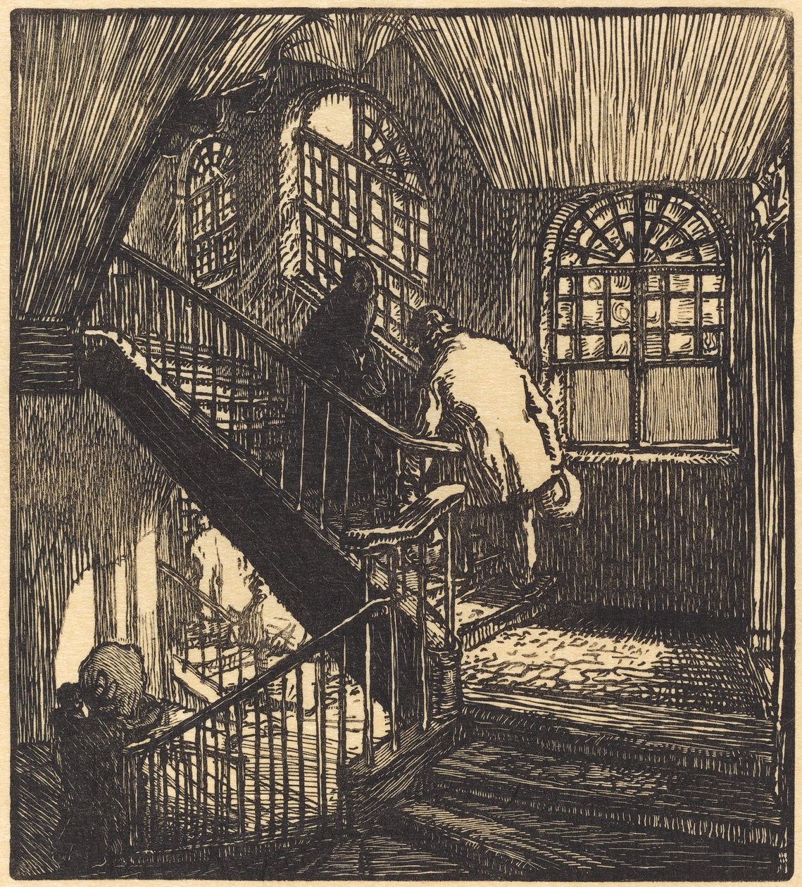 Trap van het huis waar het Château Rouge was, gepubliceerd 1901 door Auguste Lepere