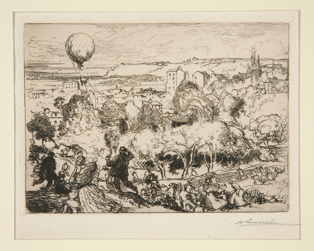 De vallende ballon, in Pre-Saint-Gervais door Auguste Lepere