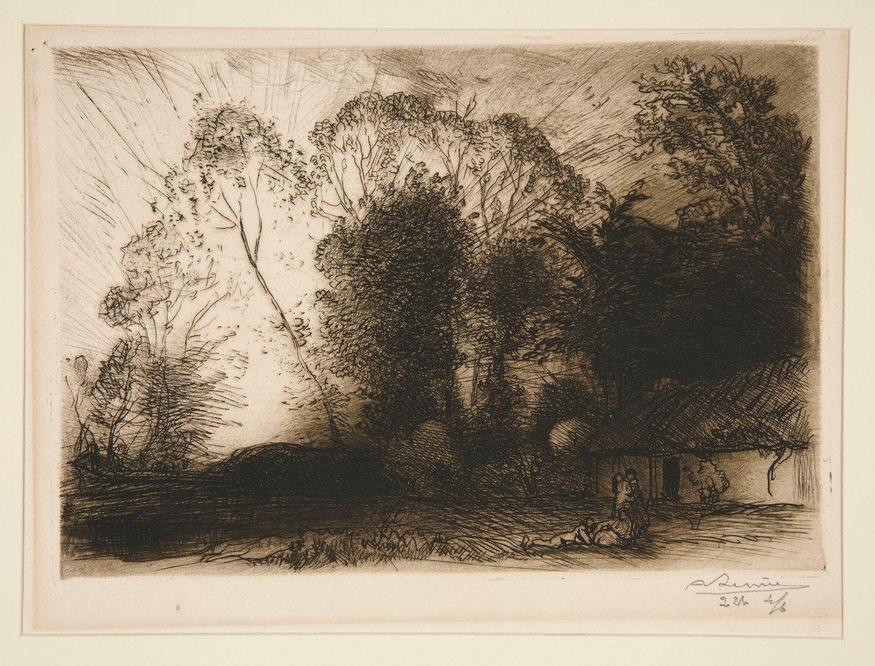 Het huisje in Rousseau (Vendée) door Auguste Lepere