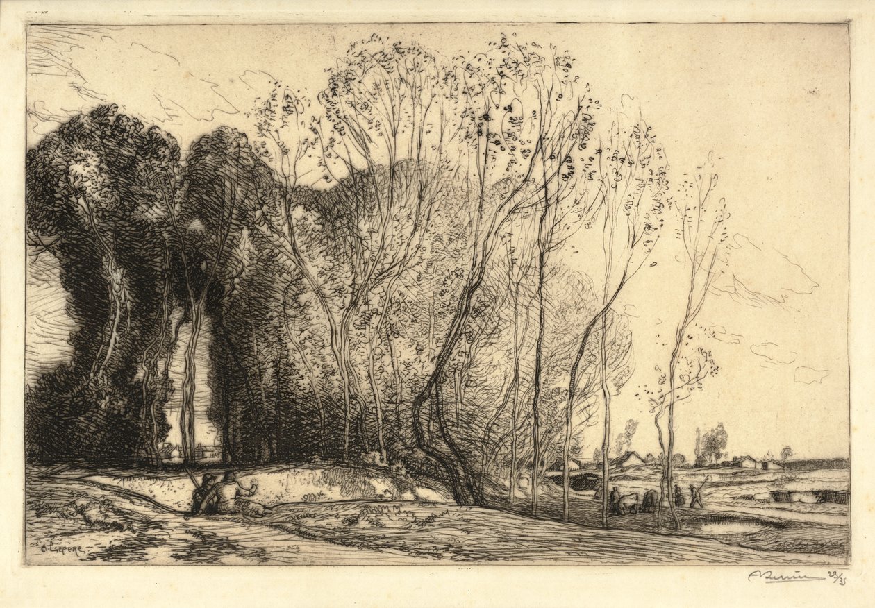 Landschap met twee figuren door Auguste Lepere