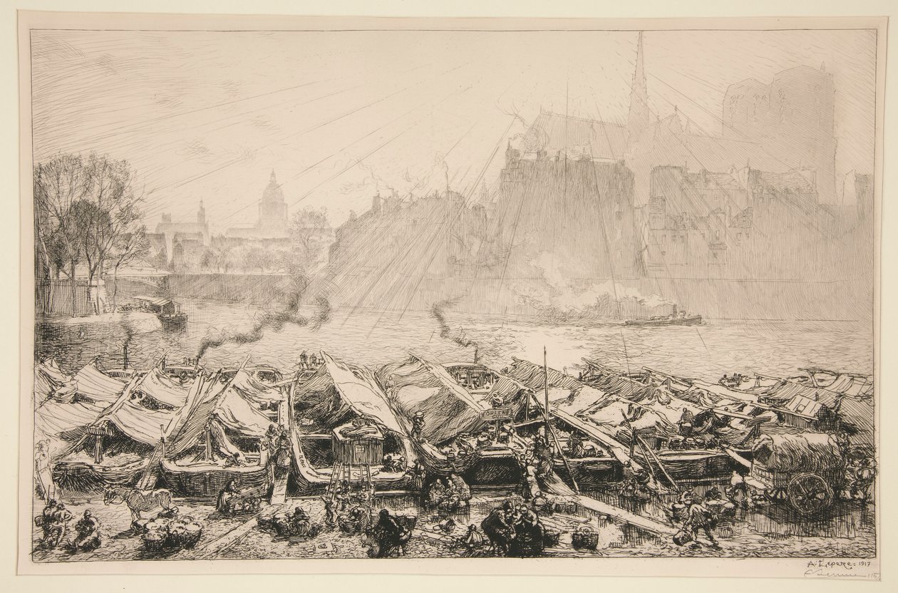 Appelmarkt (Parijs) door Auguste Lepere