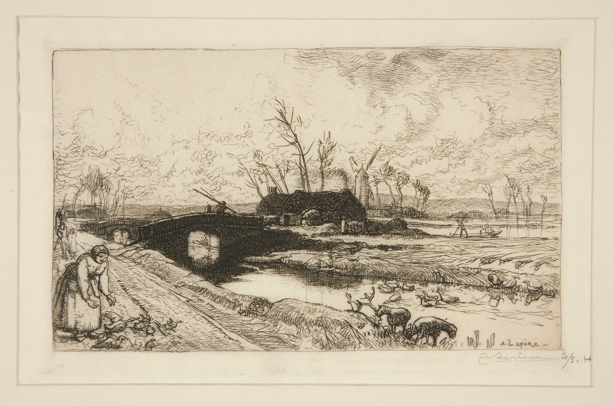 De kleine brug (Vendée) door Auguste Lepere