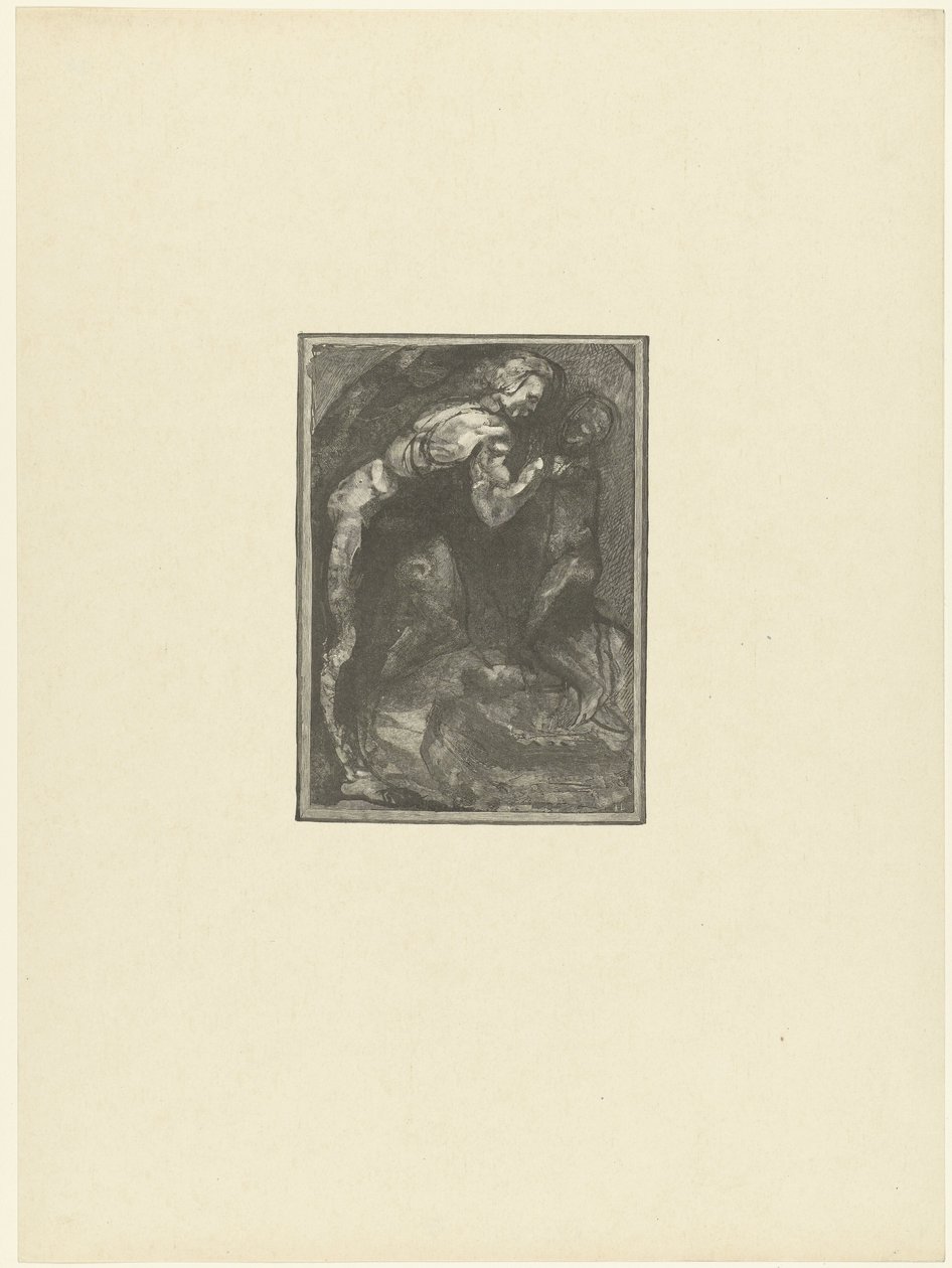 Michelangelo beeldhouwt een slaaf door Auguste Lepere
