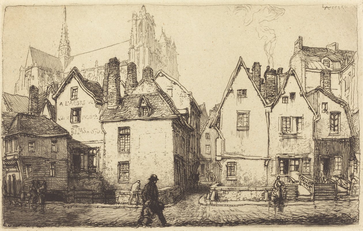 Oude huizen in Amiens Vieilles maisons à Amiens door Auguste Lepere