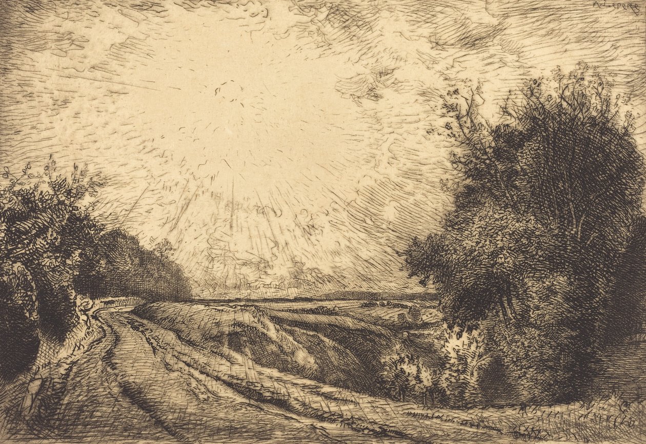 Route van La Houssoye, Crevecoeur-le-Grand Route de La Houssoye, Crevecoeur, 1913 door Auguste Lepere