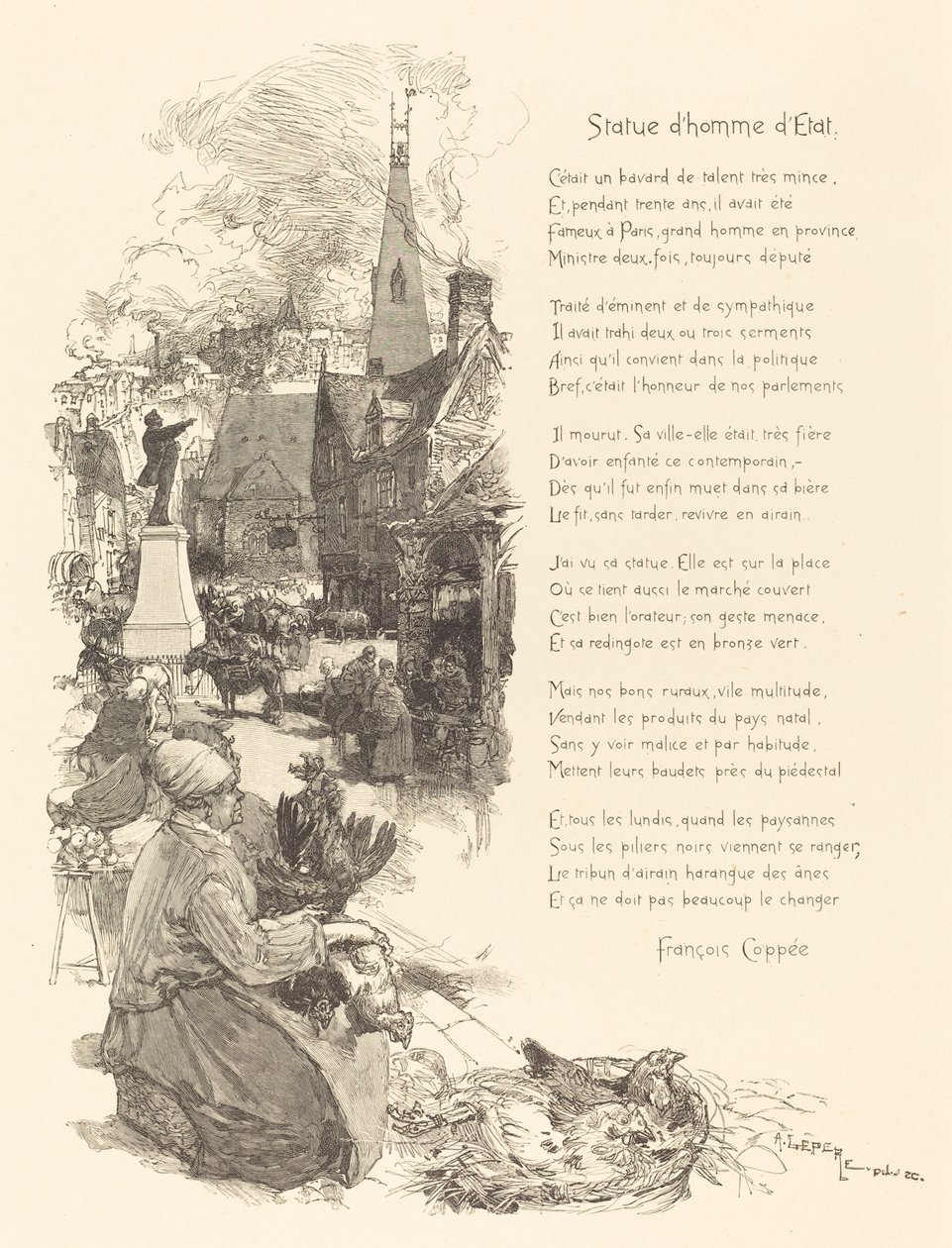 Standbeeld van een staatsman, gepubliceerd 1886 door Auguste Lepere