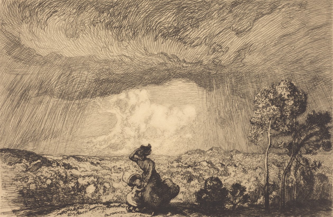 Storm op de duin, Vendée door Auguste Lepere