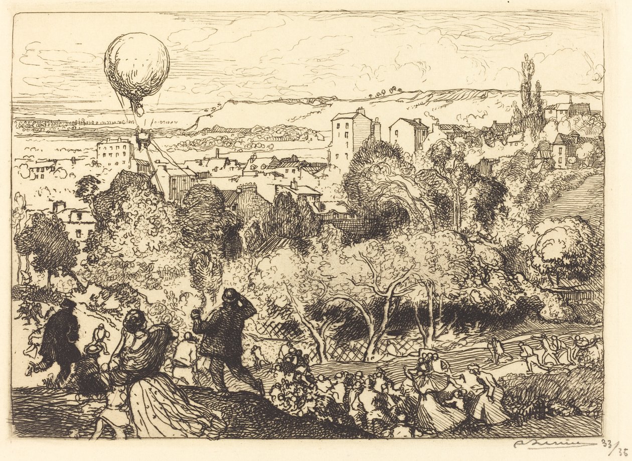 De Vallende Ballon, in Pre-Saint-Gervais door Auguste Lepere