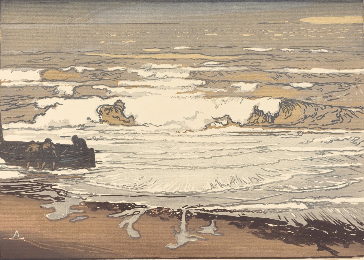 Ontvouwde golven, overstroming van september, 1901 door Auguste Lepere