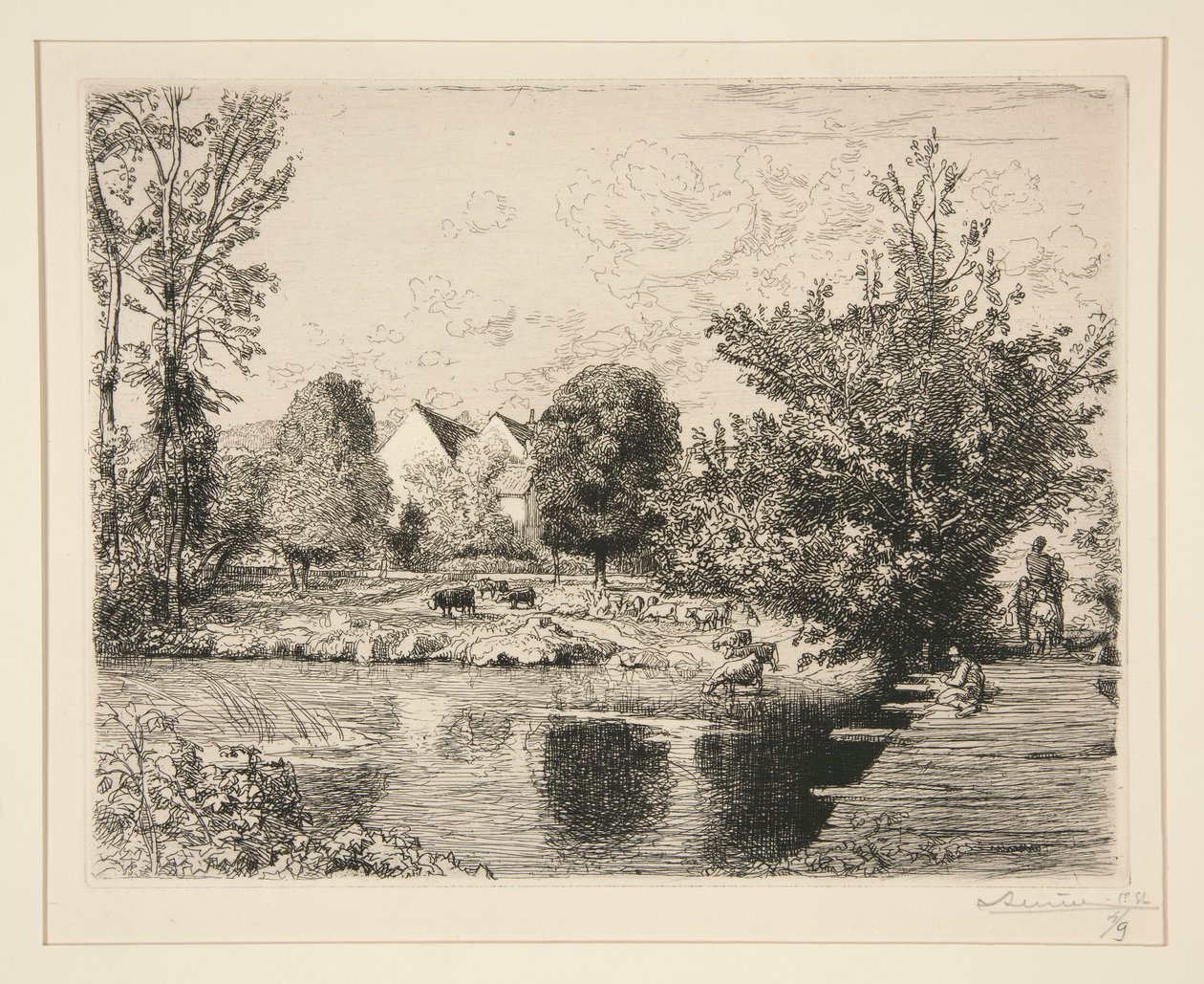 Oude Voetbrug, Oevers van de Kleine Morin door Auguste Lepere