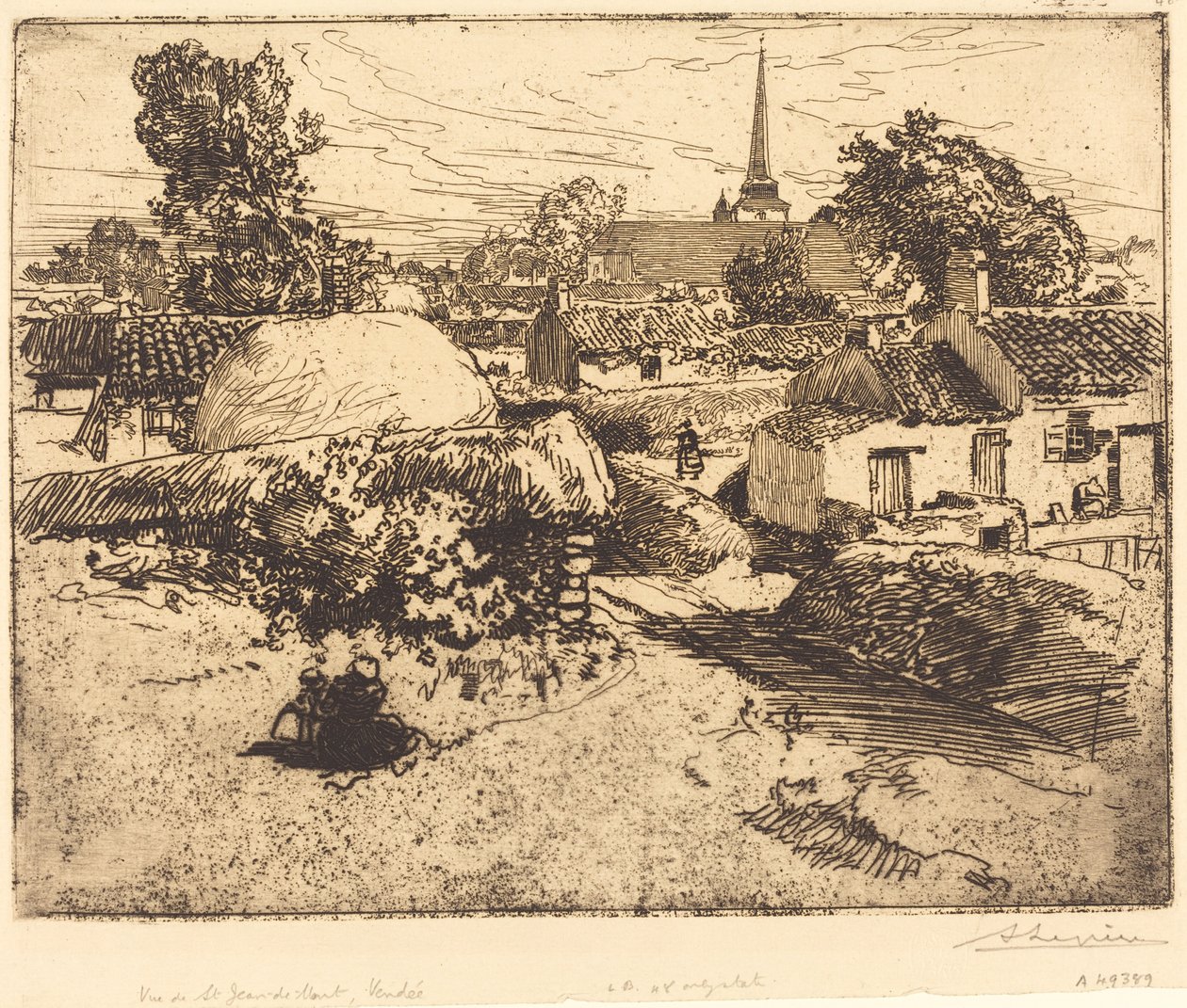 Zicht op St.-Jean-de-Mont, Vendee door Auguste Lepere