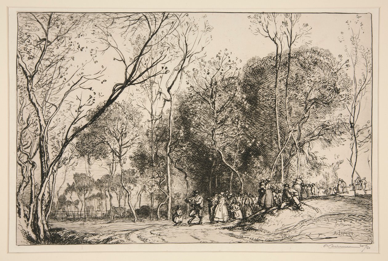 Zomer in Saint-Martin, de Voorbijgaande Bruiloft (Vendee) door Auguste Lepere