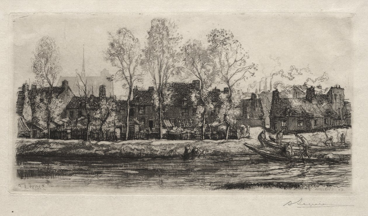 Amiens, de Oevers van de Somme door Auguste Louis Lepère