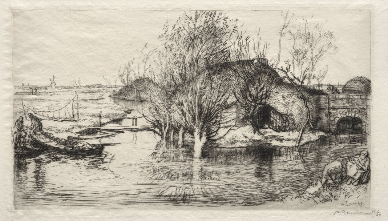 De overstroomde hut door Auguste Louis Lepère