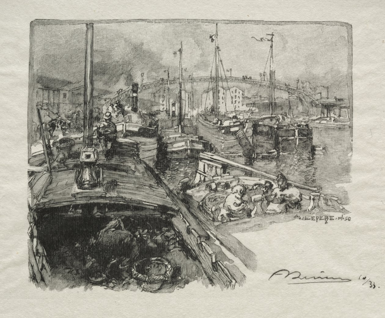 Het Bassin van La Villette door Auguste Louis Lepère