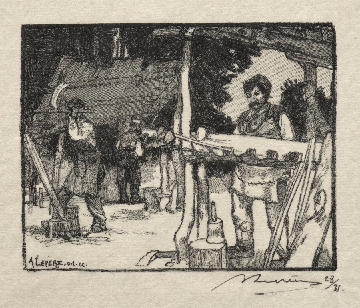 De Lattenmaker door Auguste Louis Lepère