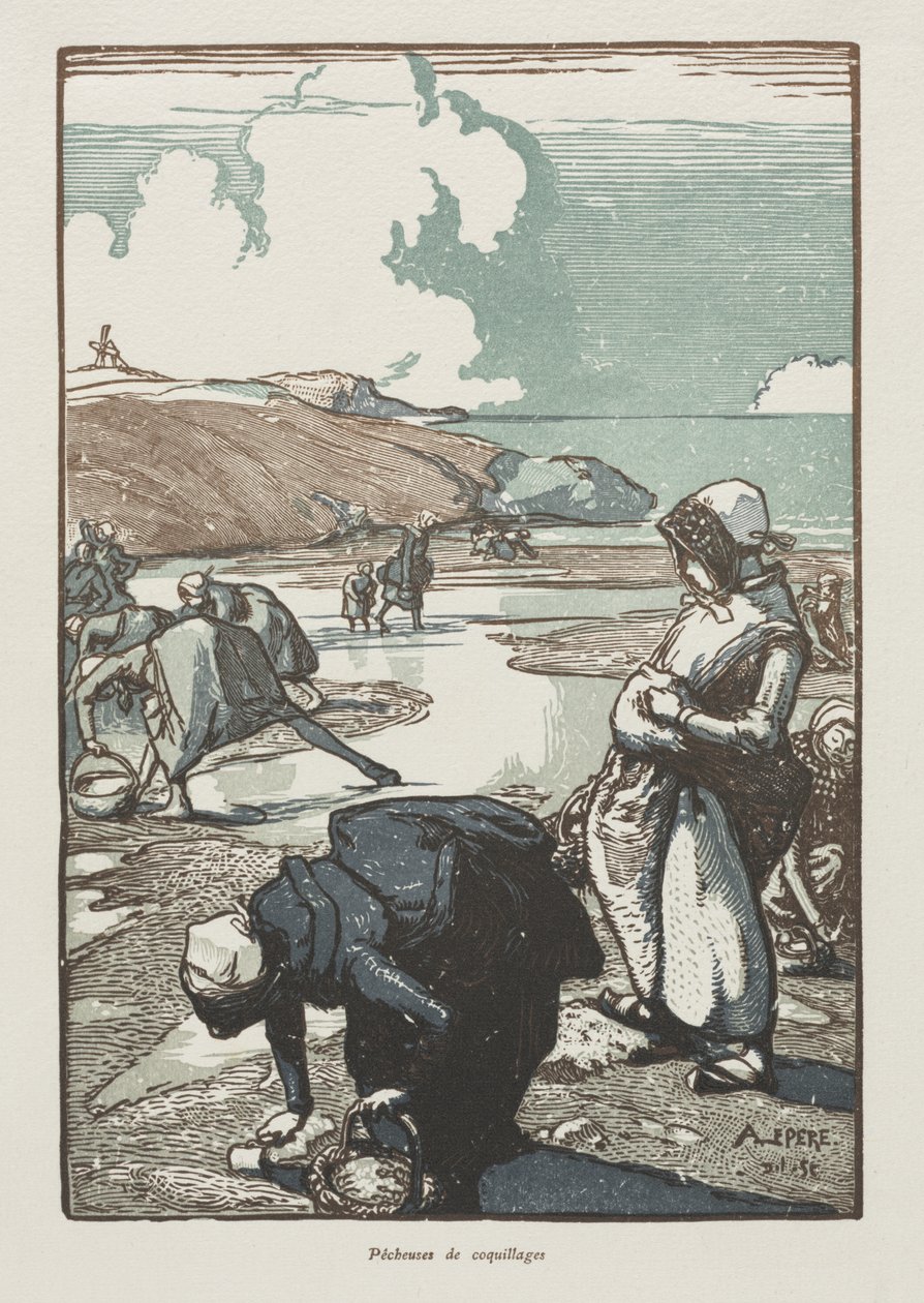 De dennenappelvissers, Saint-Jean-de-Mont door Auguste Louis Lepère