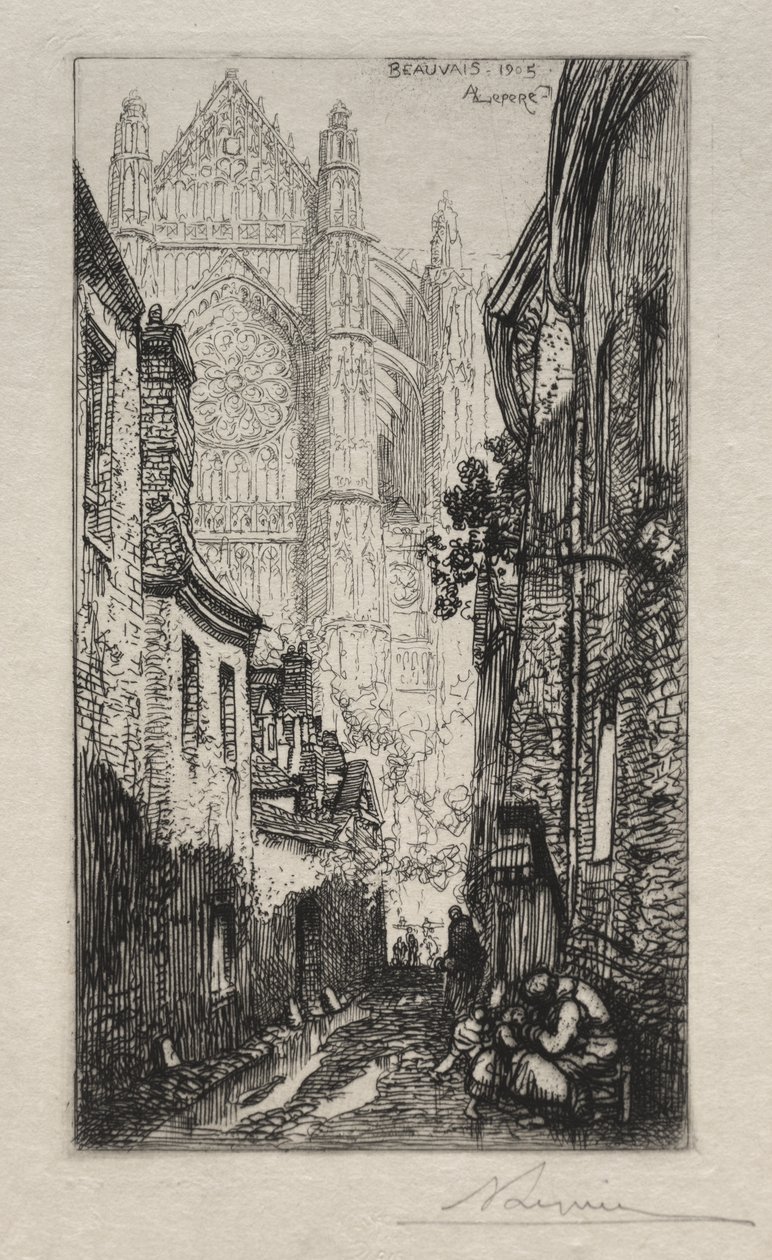Smal straatje, Beauvais door Auguste Louis Lepère