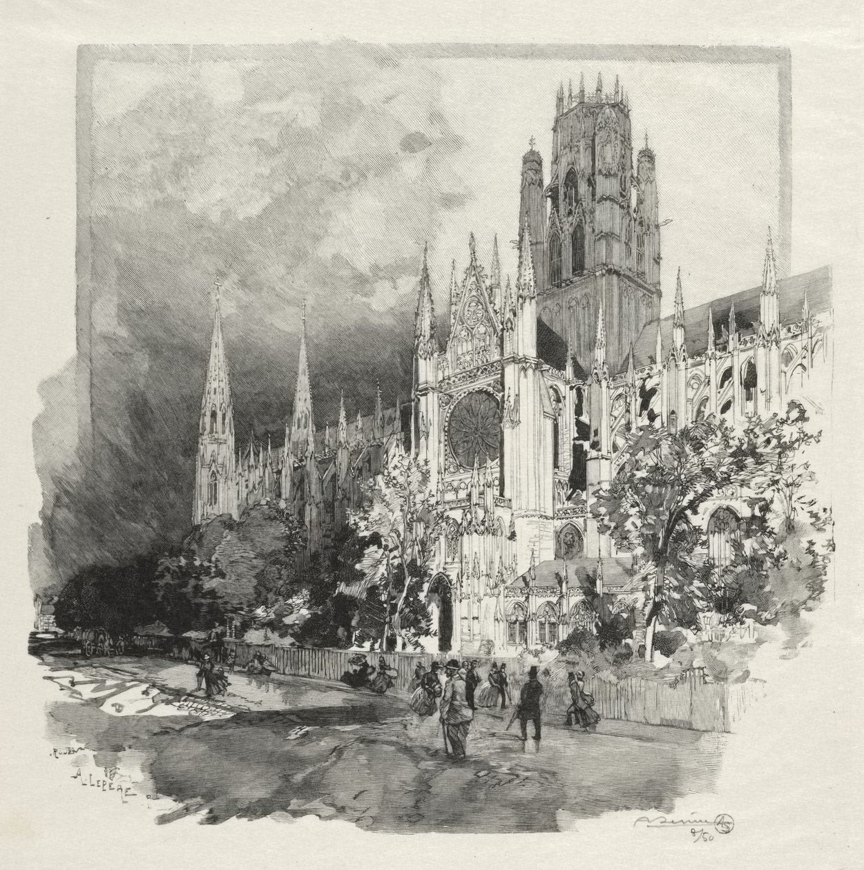 Rouen Illustré: Eglise Saint Ouen door Auguste Louis Lepère