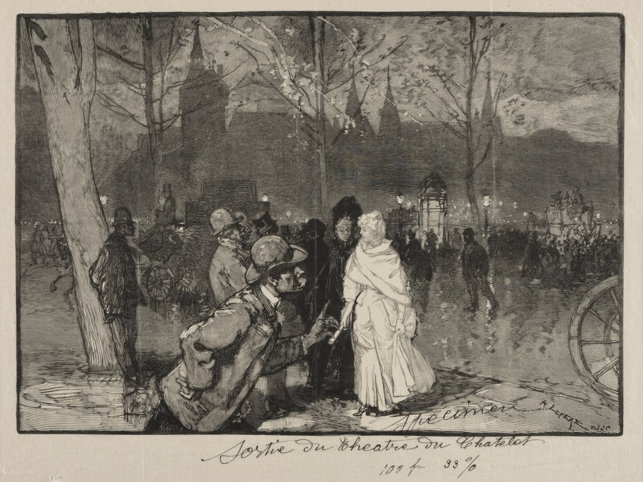 Sortie du Théâtre du Chatelet door Auguste Louis Lepère