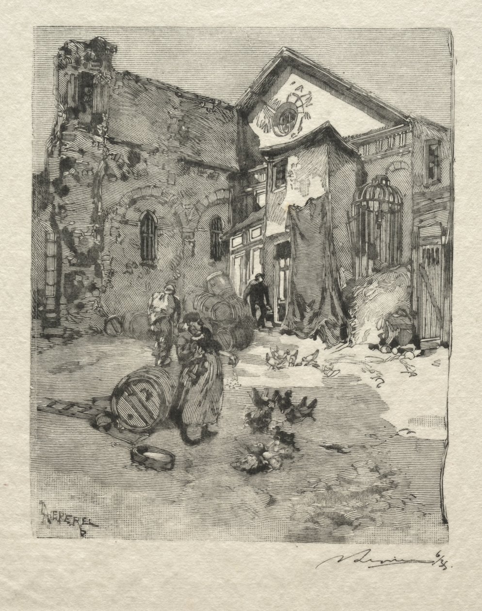 St. Julien le Pauvre: Het Portaal door Auguste Louis Lepère