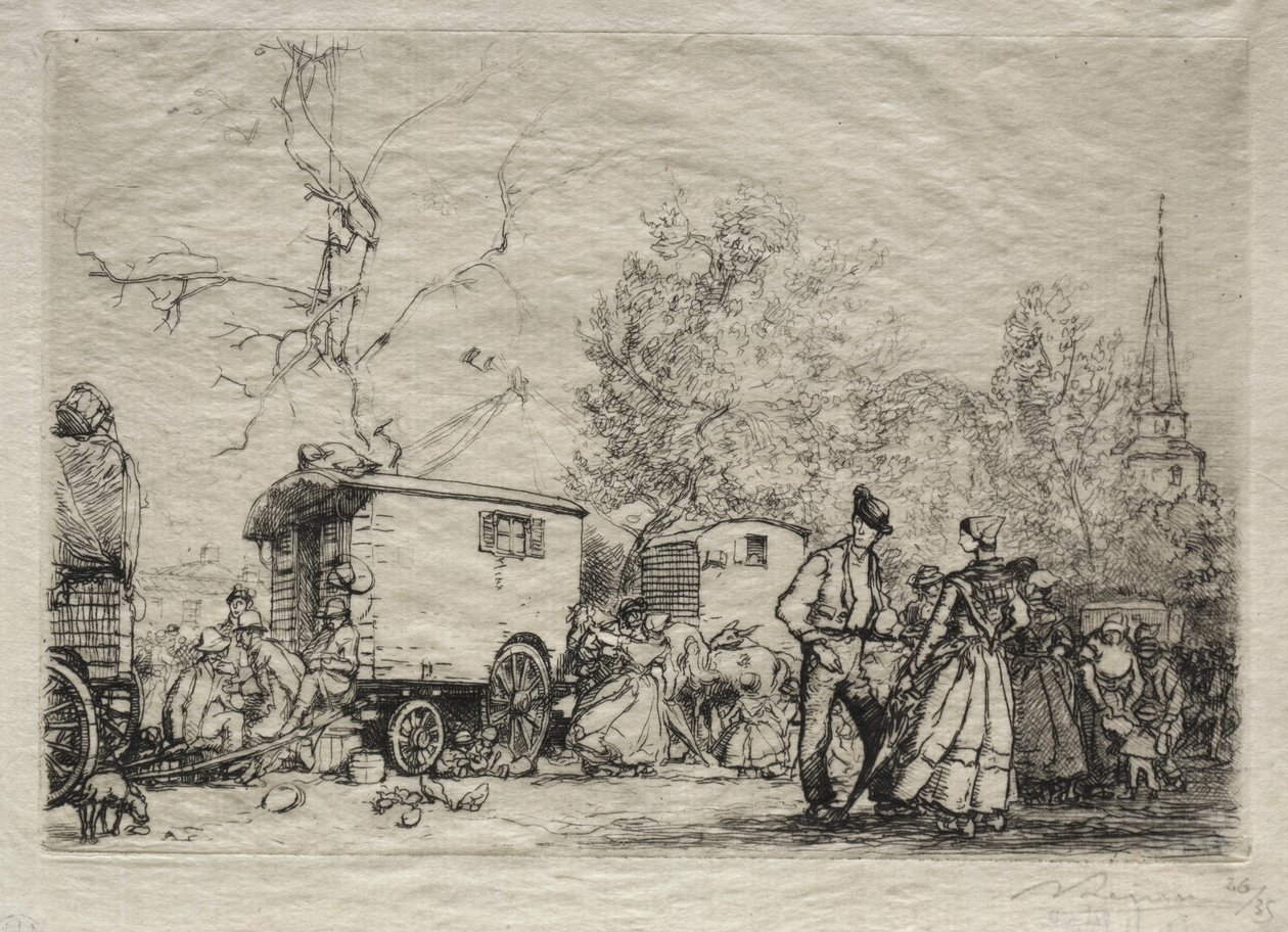 Op de Kermis St. Jean de Mont door Auguste Louis Lepère