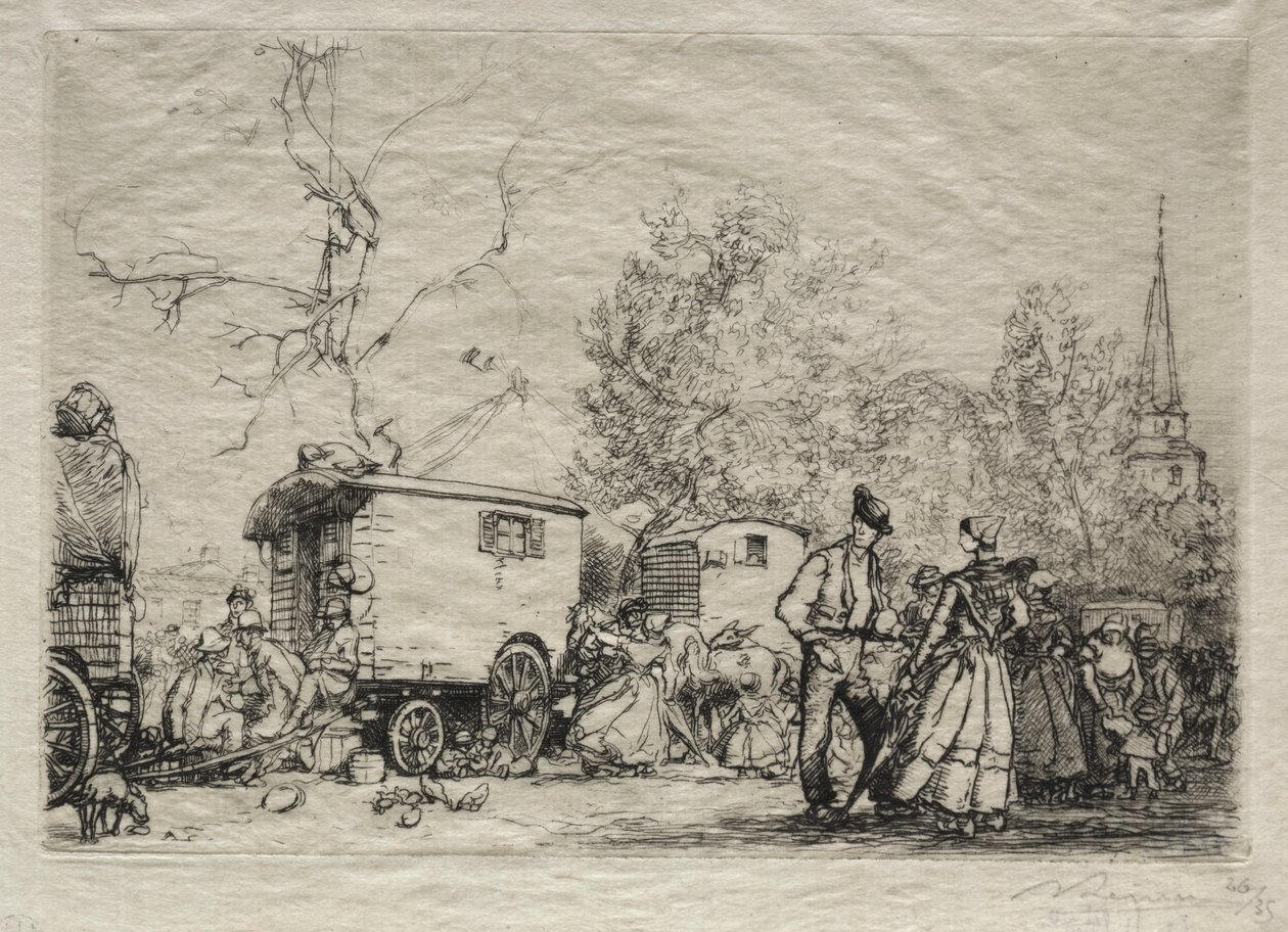 Op de Kermis St. Jean de Mont, 1906 door Auguste Louis Lepère