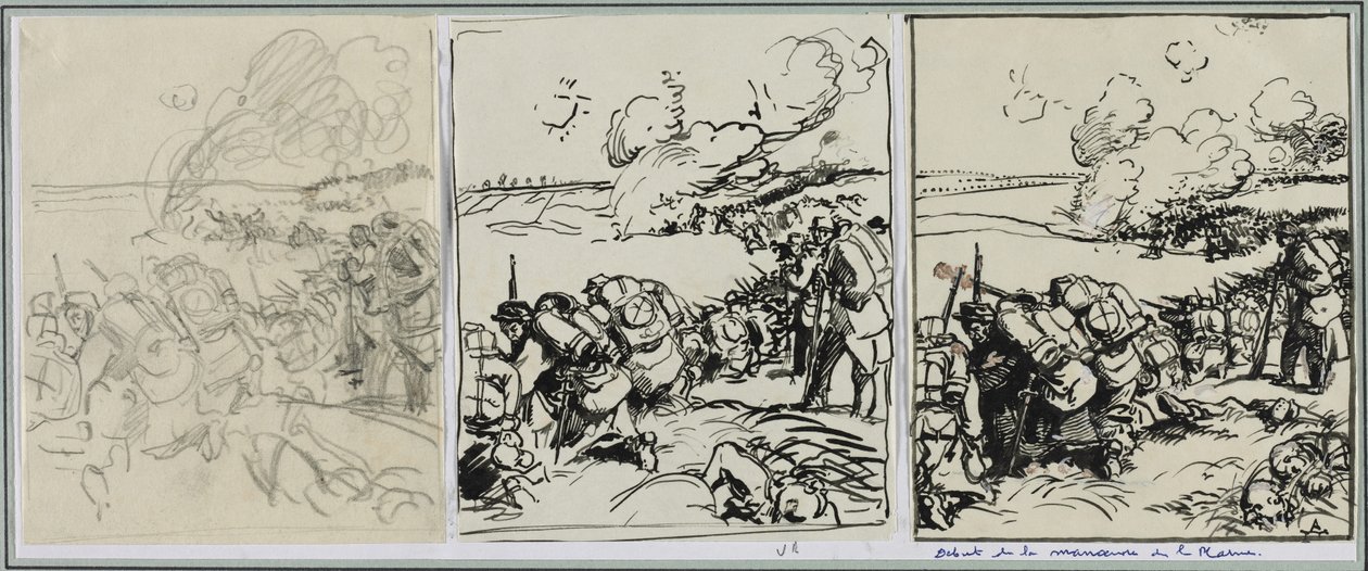 Begin van de manoeuvre van de Marne, 1914 door Auguste Louis Lepère
