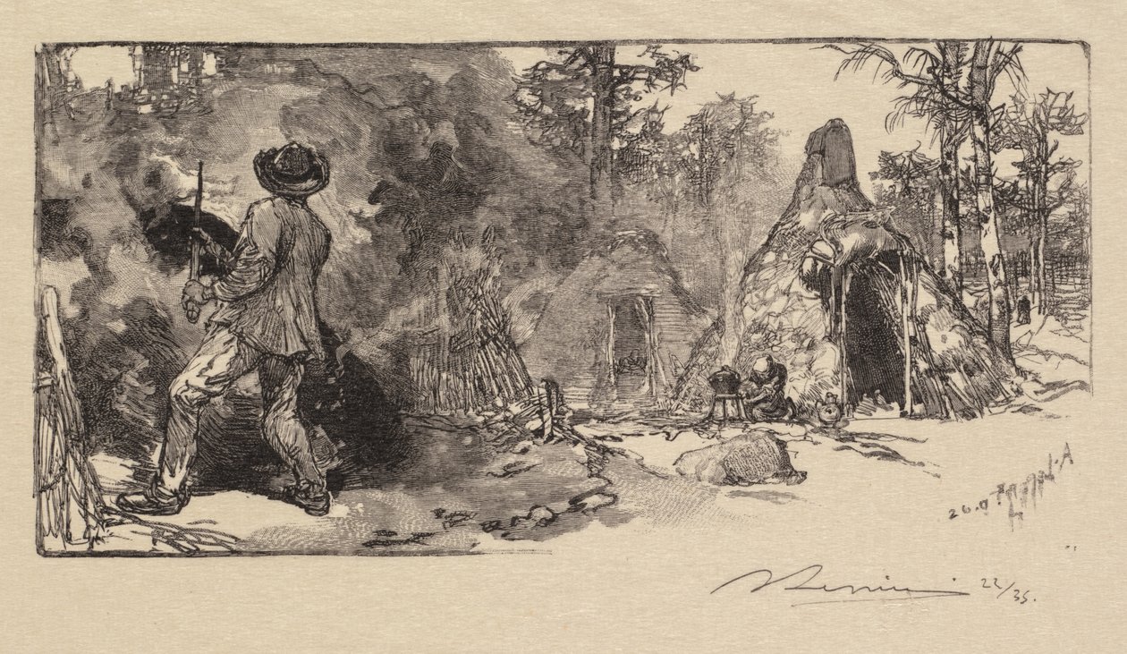 Fontainebleau Bos: Kolensjouwers door Auguste Louis Lepère