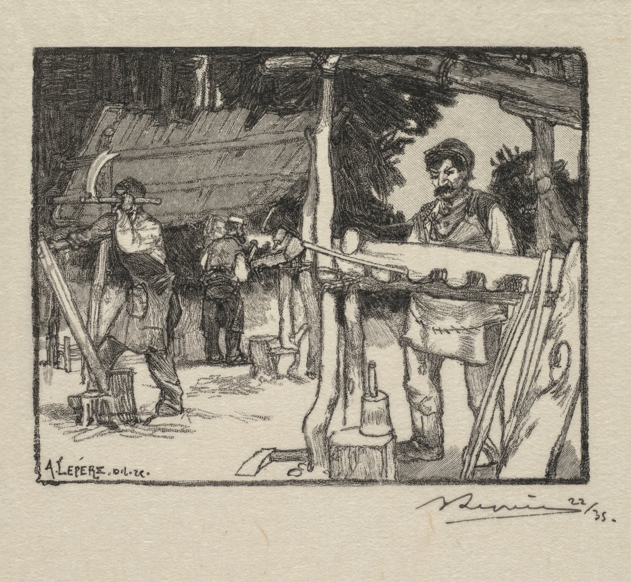Fontainebleau Bos: Fabrikant van Latten door Auguste Louis Lepère