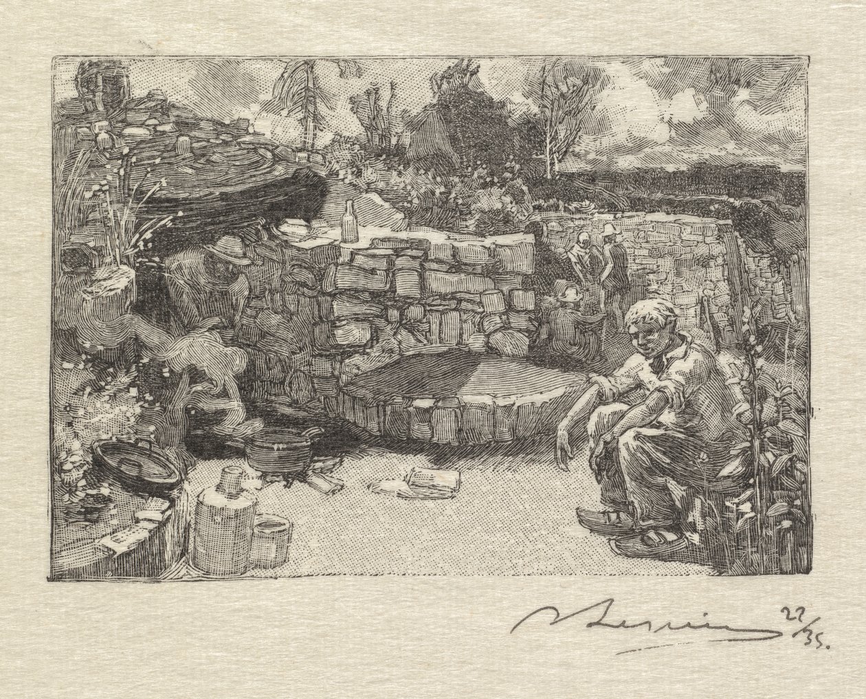 Fontainebleau Bos: Hut van de Steengroevewerker door Auguste Louis Lepère