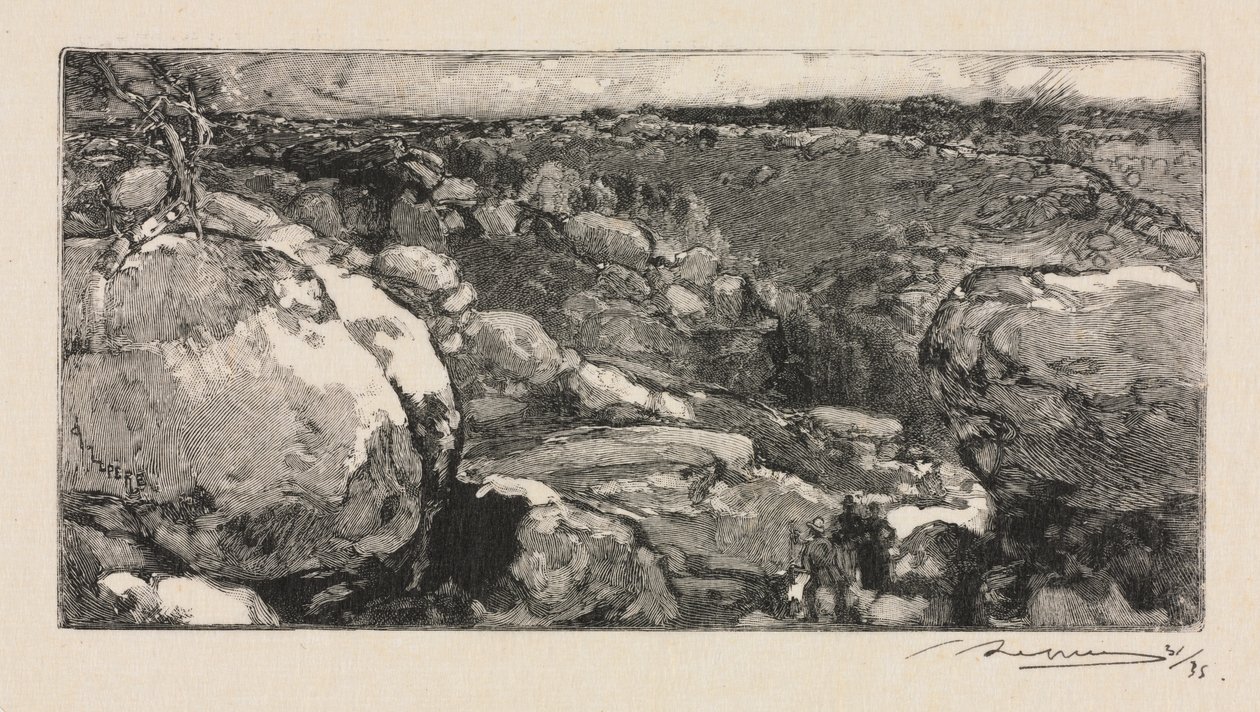 Bos van Fontainebleau: Het circus van Long-Rocher door Auguste Louis Lepère