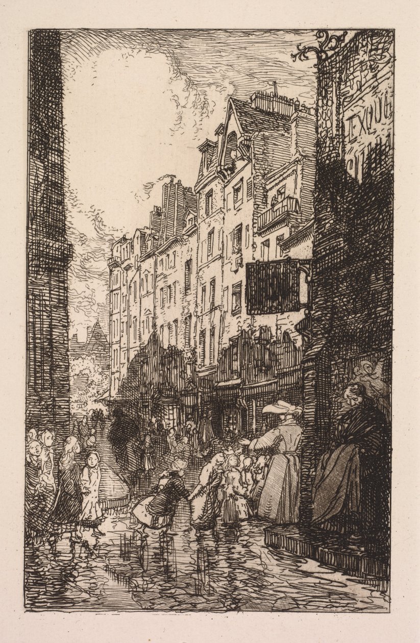 La Bièvre, Les Gobelins, Saint-Séverin: Le Quartier Saint-Séverin: La Rue des Prêtres Saint-Séverin door Auguste Louis Lepère