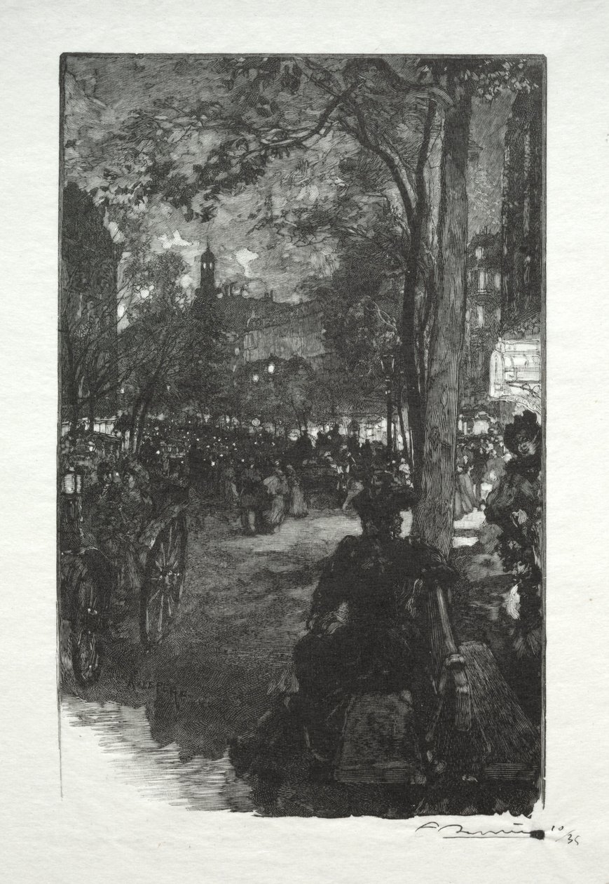 Le Boulevard Montmartre, le Soir door Auguste Louis Lepère
