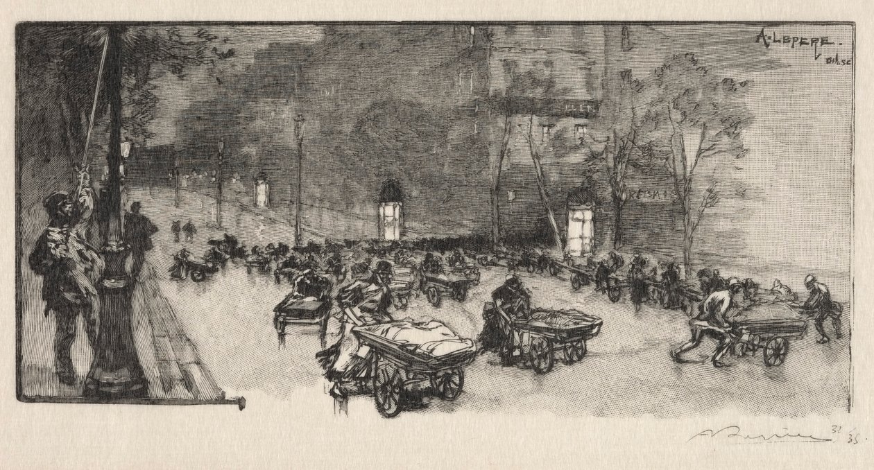 De Boulevard, op de hoek van Fauborg Montmartre door Auguste Louis Lepère