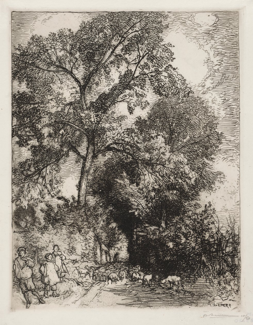 De terugkeer van de kudde, Crèvecœur door Auguste Louis Lepère