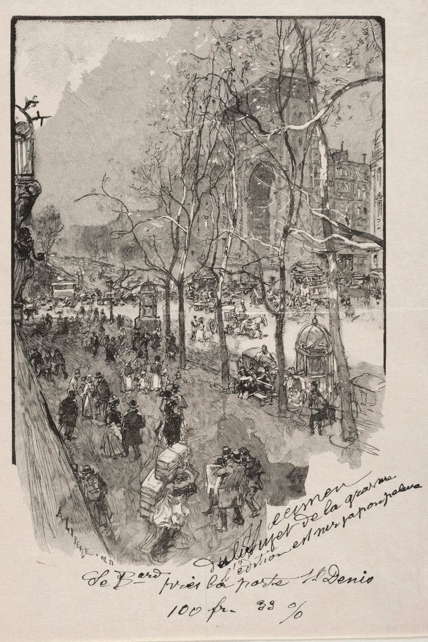 Les Boulevards, nabij de Porte St. Denis door Auguste Louis Lepère