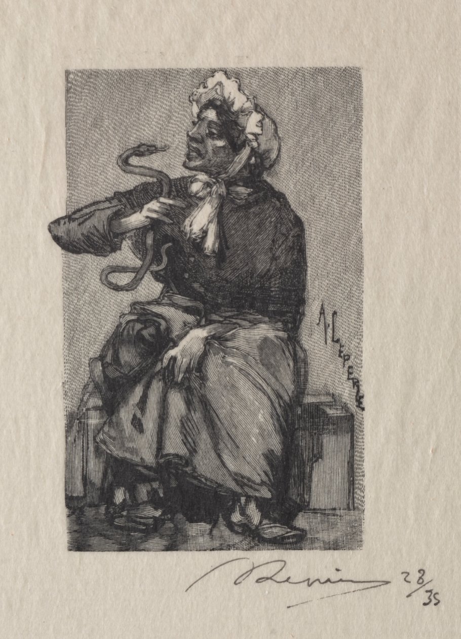 Slangenverkoopster door Auguste Louis Lepère