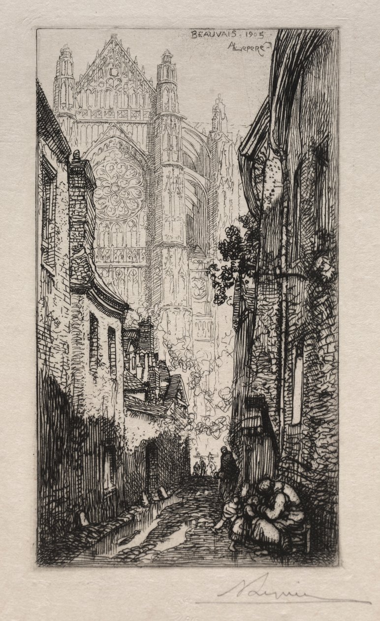 Smal straatje, Beauvais door Auguste Louis Lepère