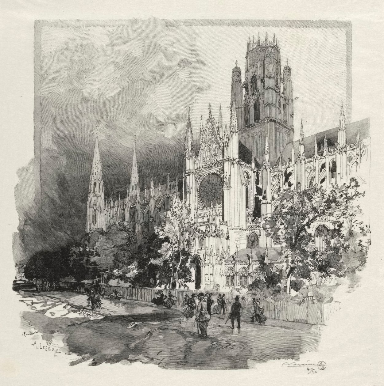 Rouen Illustré: Eglise Saint Ouen, 1896 door Auguste Louis Lepère